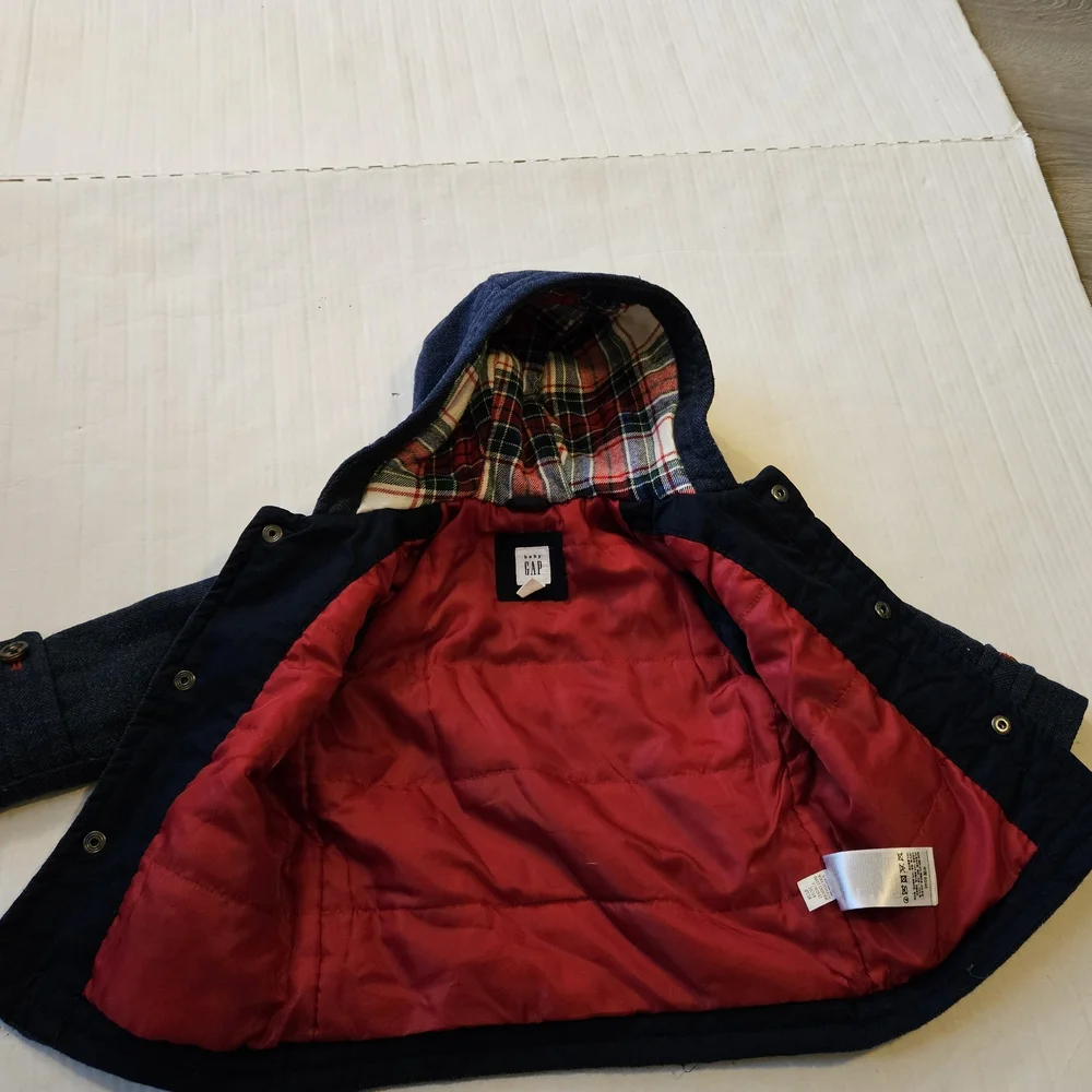 GAP Blue Wool Blend Pea Coat Toggle Paddington Kids Jacket, 12-18 Months